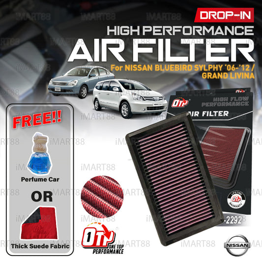 OTP Washable Drop In Air Filter Performance Nissan ALMERA NV200 LATIO SYLPHY GRAND LIVINA 06-17 Engine Penapis Udara