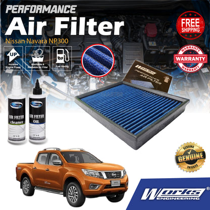 Add HP+ Works Engineering Drop In Air Filter Nissan Navara NP300 High Performance Washable Simota Penabis Udara