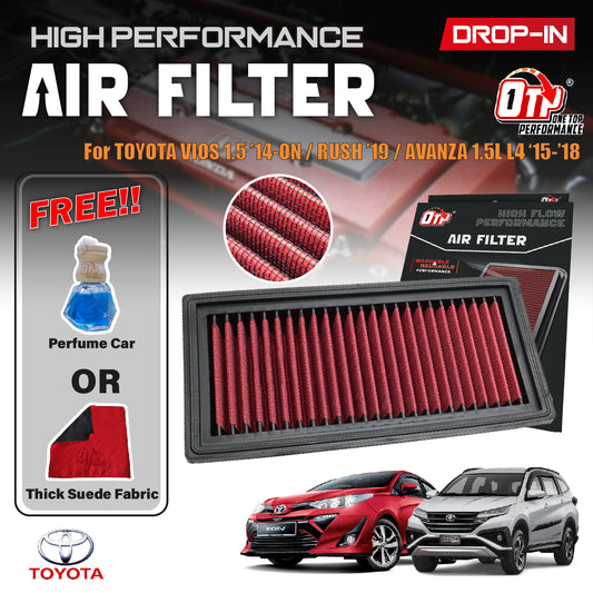 OTP Washable Drop In Air Filter Performance Toyota VIOS RUSH ARUZ MYVI AVANZA Proton Persona Mitsubishi Element