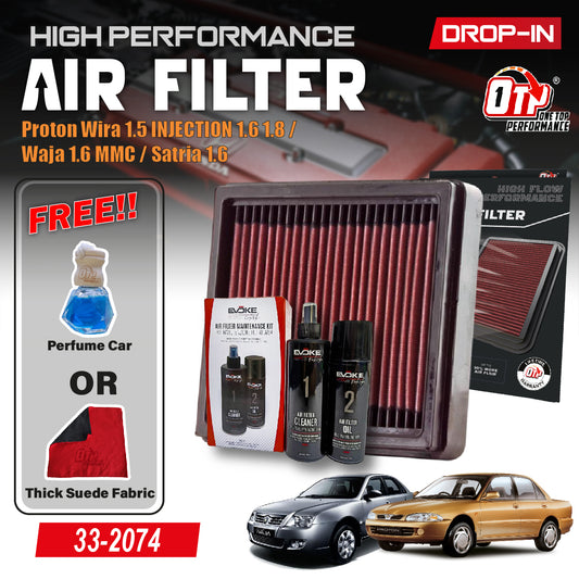 OTP Performance Drop In Air Filter 33-2074 Proton Wira 1.5 INJECTION 1.6 1.8 Waja 1.6 MMC Satria 1.6 Washable